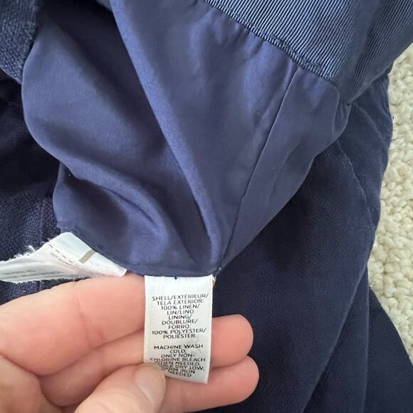 Loft Navy Blue Linen Pocket Front Skirt Size 4 - Picture 5 of 7